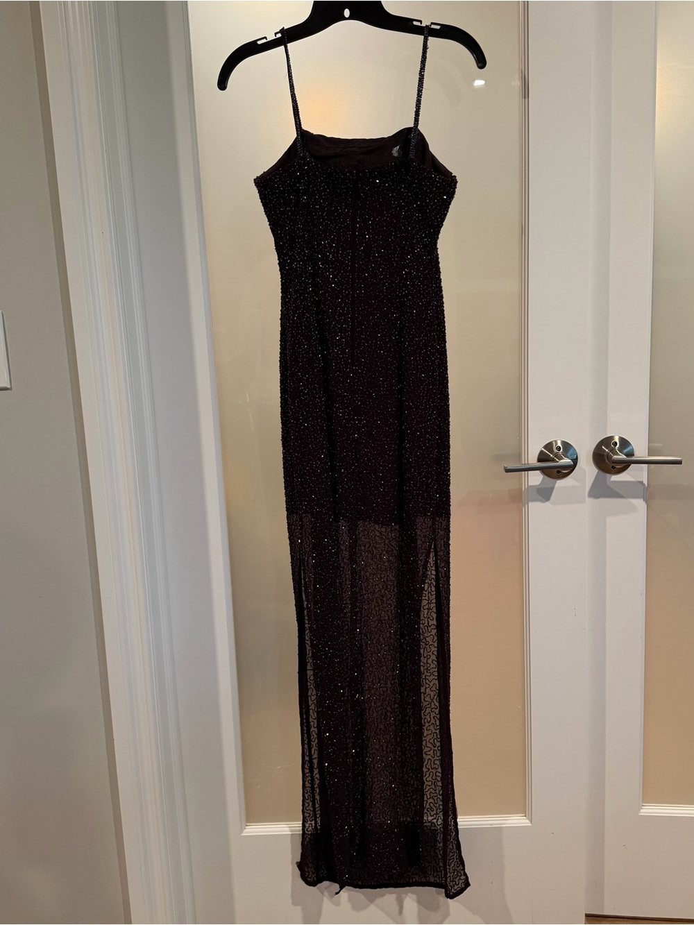 Elegant Deep Plum Beaded Maxi Dress - Women